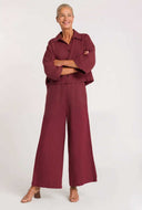 Wijde linnen broek hazel ruby wine