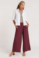 Wijde linnen broek hazel ruby wine