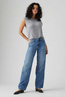 Baggy dad linen + denim jeans lengte 32