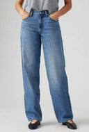 Baggy dad linen + denim jeans lengte 34