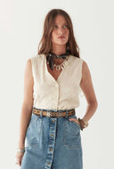 Embroidered gilet delphine