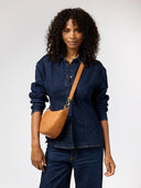 Cognac crossbody tas leo