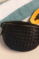 Ray bum bag woven soft grain leather black