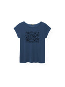 Donkerblauw t-shirt met opdruk bergen dots faded navy