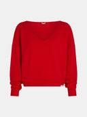 Rode trui met v-hals jumper tomato