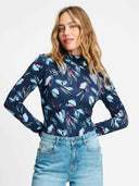 Donker blauwe turtleneck met print