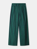 Groene wide leg jeans denim striped