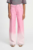 Roze wide-leg jeans met overloop