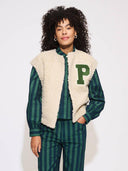 Gilet teddy baseball ecru