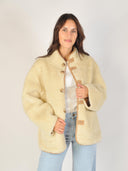 Beige reversible jacket met teddyvoering