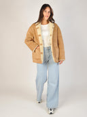 Beige reversible jacket met teddyvoering
