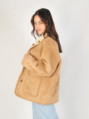 Beige reversible jacket met teddyvoering