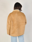 Beige reversible jacket met teddyvoering