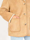 Beige reversible jacket met teddyvoering