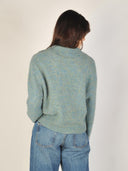 Blauw gebreid vest