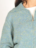 Blauw gebreid vest