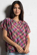 Geruite blouse met korte mouw