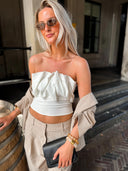 Geplooide bandeau top vinelle