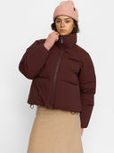 Donkerrood gewatteerde pufferjas