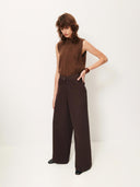 Bruine high-waist jeans dalt