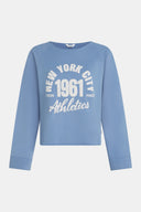 Blauwe sweater met vintage logo print