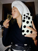 Iphone case ivory polkadot