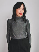 Zilveren turtleneck top gwenny glitter