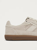 Beige sneakers met kanten details crochet cream