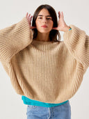 Beige gebreide trui cyrow