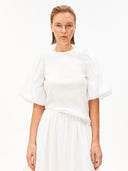 Wit t-shirt met pofmouwen