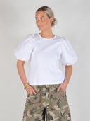 Wit t-shirt met pofmouwen