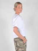 Wit t-shirt met pofmouwen