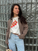 Lichtbruin short knit jacket