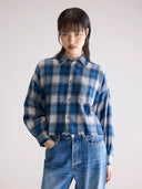 Blauwe blouse met ruit kraft52