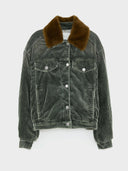Donkergroene corduroy jas payne