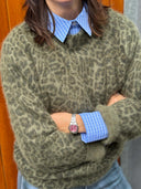 Groene trui met luipaardprint dioal