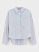 Lichtblauw gestreepte blouse jaxie