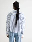 Lichtblauw-wit gestreepte blouse johan