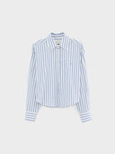 Lichtblauw-wit gestreepte blouse johan