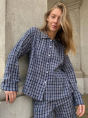 Blauwe geruite blouse tinsi