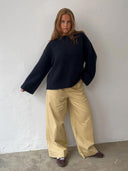 Donker blauwe knit alba o-neck
