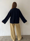 Donker blauwe knit alba o-neck