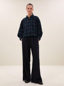 sarah short green check blouse