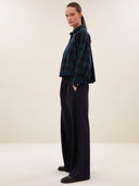 sarah short green check blouse