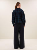 sarah short green check blouse