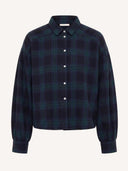 sarah short green check blouse