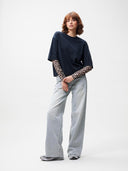 Losvallend t-shirt met mesh long sleeves