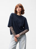 Losvallend t-shirt met mesh long sleeves