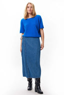 Blauwe trui met v-hals