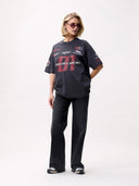Donkergrijs oversized t-shirt met print